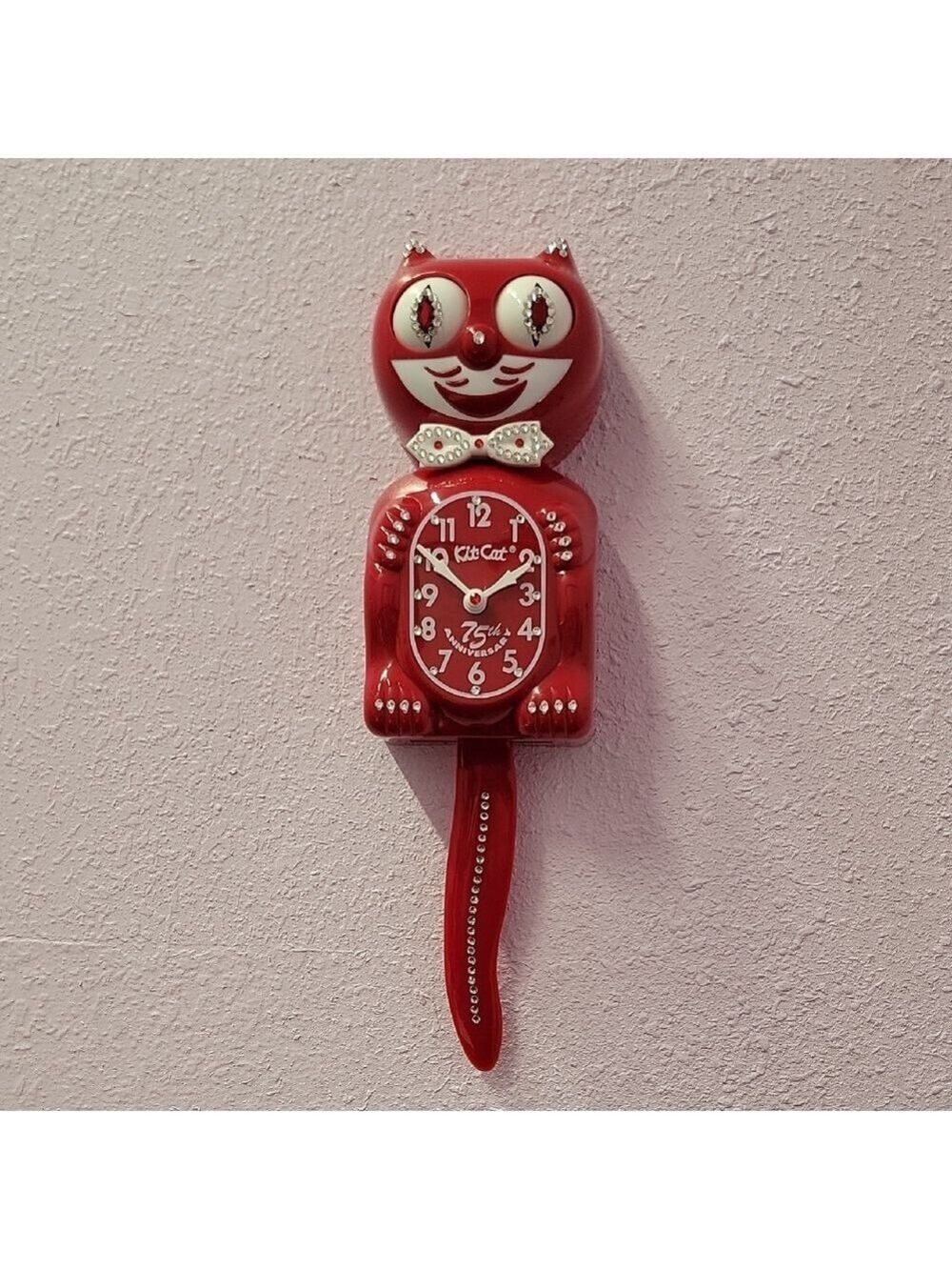 SUPER RARE JEWELED 75th Anniversary Red Kit-Cat Klock Clock - Picture 2 of 5